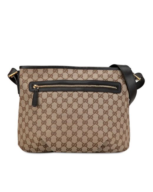 BoohooMAN Gucci Preloved GG Supreme Messenger Bag Unisex - Brown Shoulder Bags for men