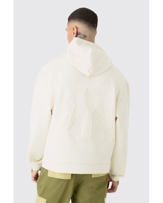 BoohooMAN White Tall Oversized Boxy Scuba Embossed Hoodie for men