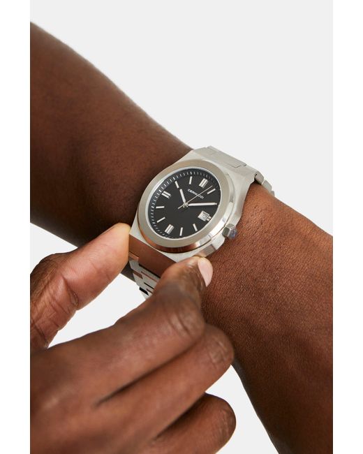 BoohooMAN Gray Cernucci Cernucci Polished Watch - Black for men