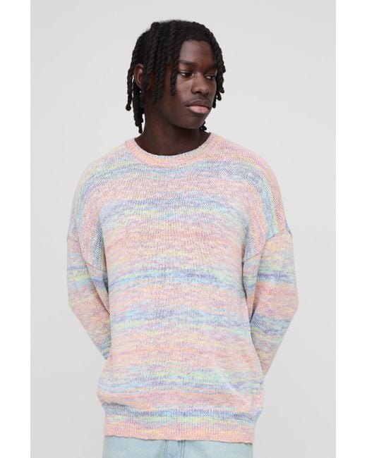 BoohooMAN Multicolor Oversized Ombre Stripe Lightweight Knitted Sweater for men