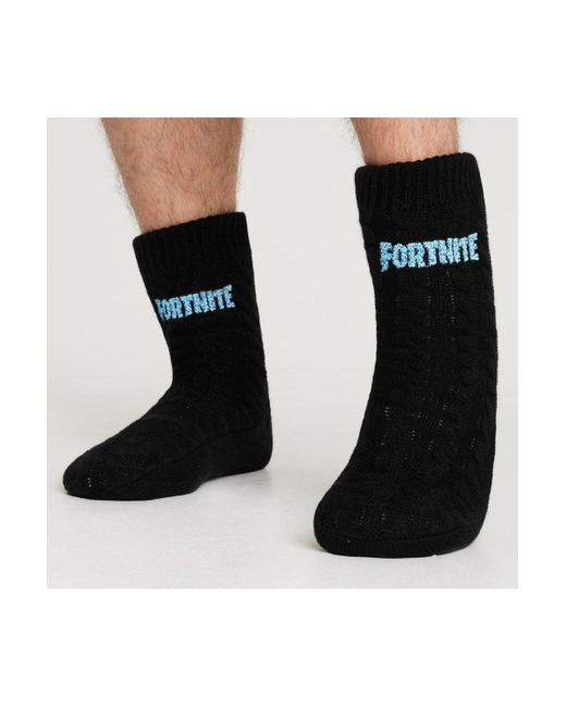 BoohooMAN Black Fortnite Fluffy Slipper Socks for men