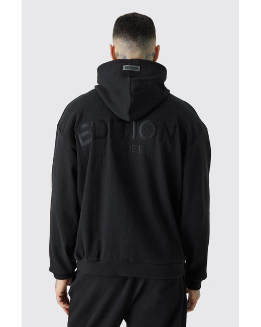 BoohooMAN Black Tall Edition Oversized Heavyweight Ribbed Hoodie for men