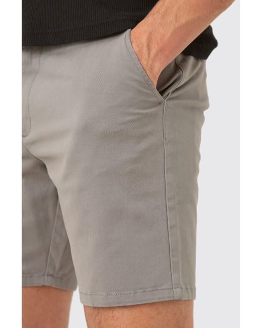BoohooMAN Gray Fixed Waist Grey Skinny Fit Chino Shorts for men
