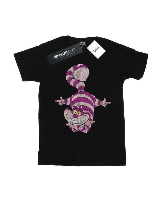 BoohooMAN Black Disney Alice In Wonderland Cheshire Cat Upside Down T-shirt for men