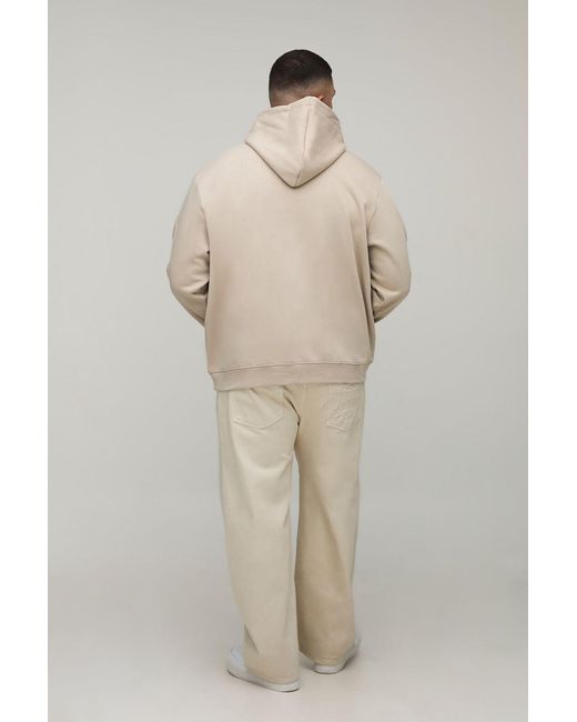 BoohooMAN Plus Basic Oversize Hoodie in Natural für Herren
