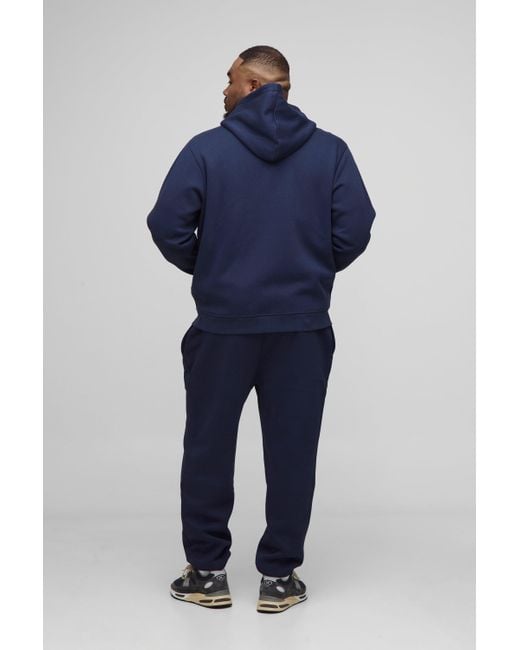 Plus Basic Regular Zip Through Hoodie Boohoo de color Blue