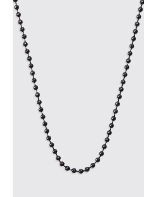 BoohooMAN Metal Beaded Chain Necklace In Black for men