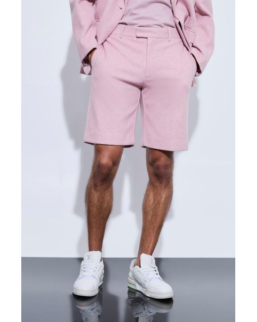 BoohooMAN Pink Melton Wool Tailored Shorts for men