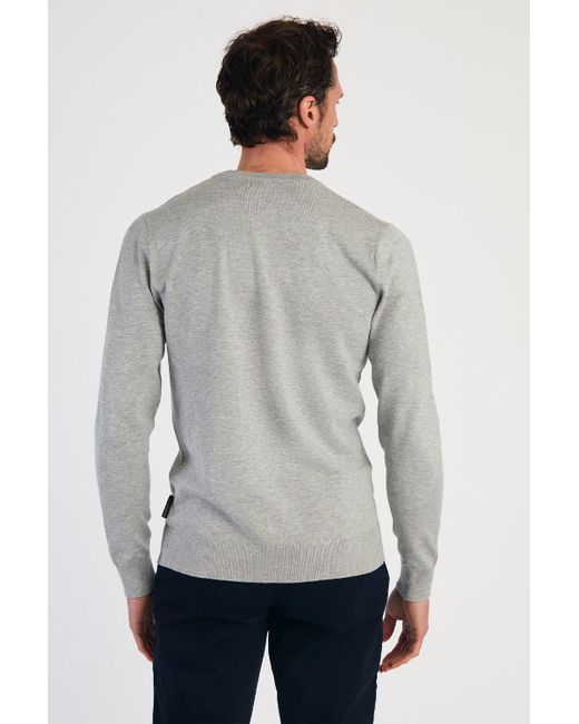 BoohooMAN Gray French Connection Crew Neck Long Sleeve Knitted Jumper for men