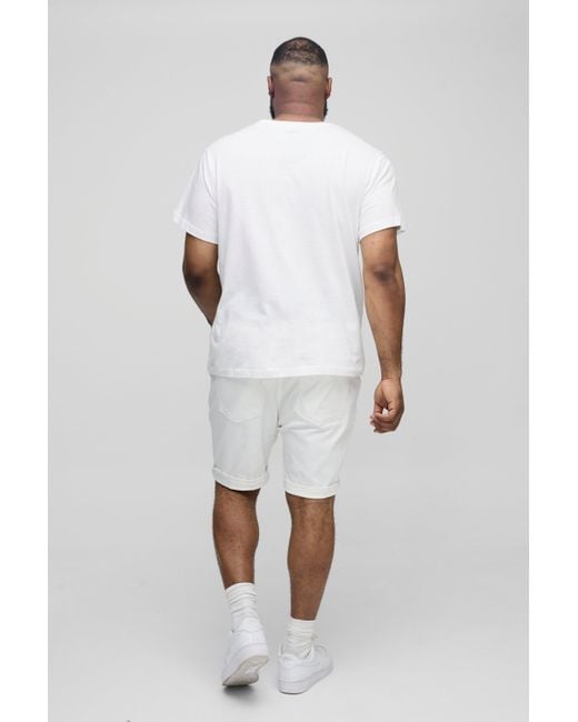 BoohooMAN Plus zerrissene Skinny Stretch Jeansshorts in White für Herren