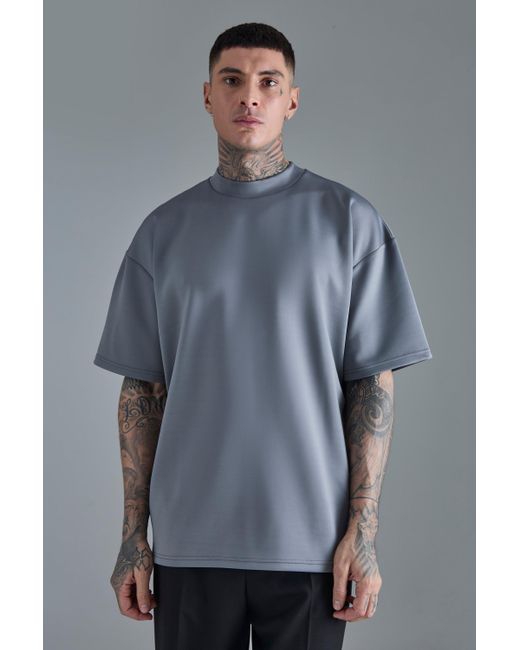 BoohooMAN Gray Tall Oversized Scuba T-shirt for men