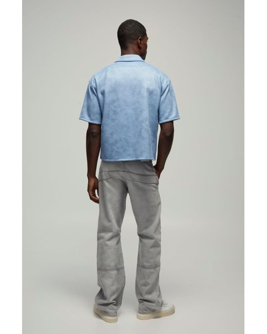 BoohooMAN Oversize Hemd aus Wildleder-Imitat in Blue für Herren