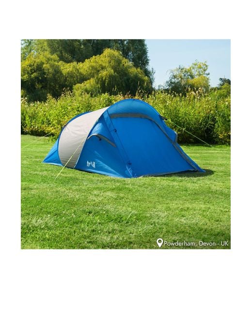 BoohooMAN Blue Trail Outdoor Leisure 2 Man Pop Up Tent Lightweight Portable Camping Festival Shelter Single Skin Trail for men