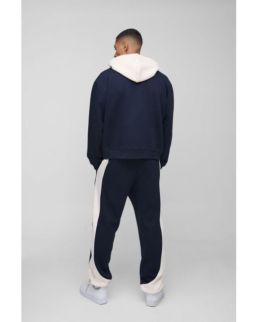 BoohooMAN Blue Oversized Colour Block Cuffed Jogger for men