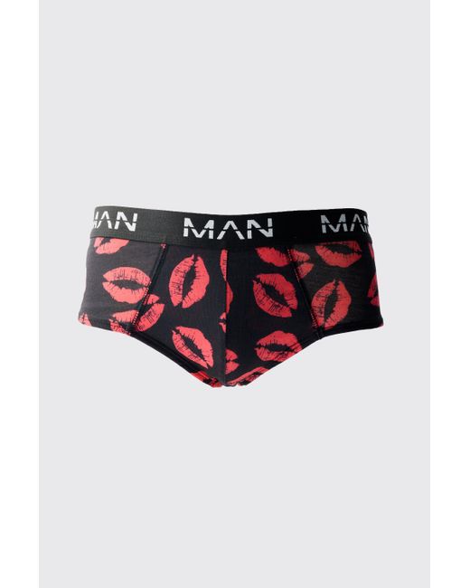 BoohooMAN Red Man Lips Printed Briefs for men