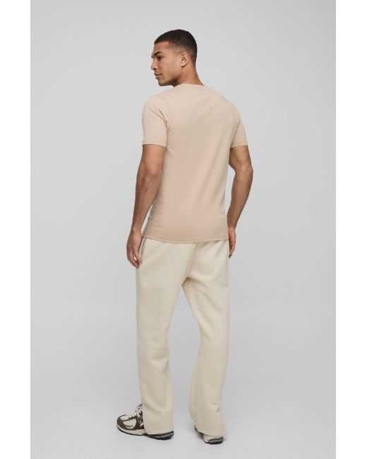 BoohooMAN Natural Basic Slim Crew Neck T-Shirt for men