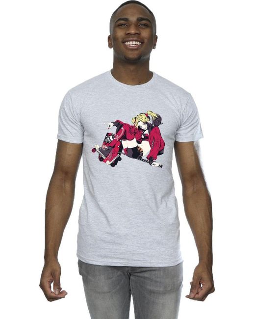 BoohooMAN White Dc Comics Harley Quinn Rollerskates T-shirt for men