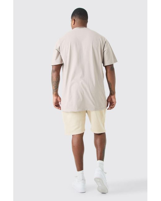 BoohooMAN Natural Plus Loose Fit Team Ofcl Short In Sand for men