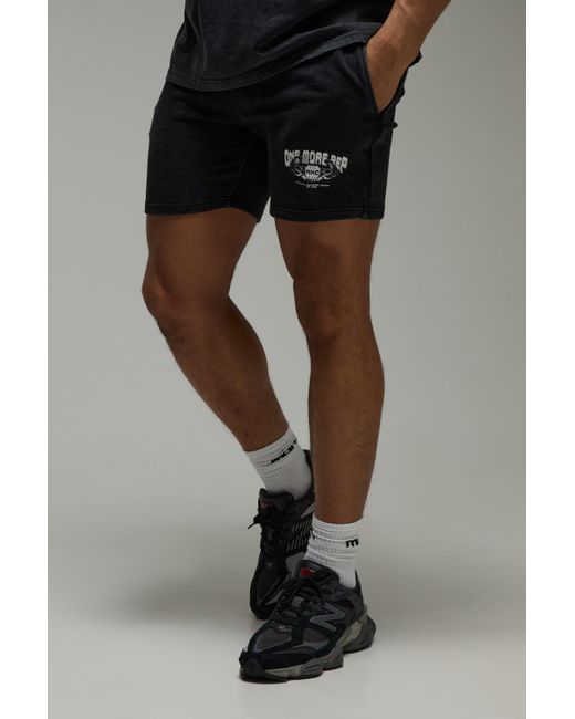 BoohooMAN Man Active 5-in-1 Shorts mit One More Rep NYC-Print in Black für Herren