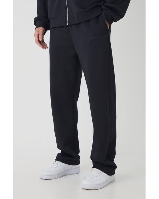 BoohooMAN Black Relaxed Scuba Sweatpants for men