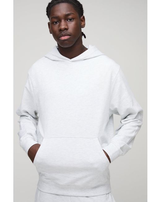 Conjunto Básico Ligero De Pantalón Deportivo Ajustado Y Sudadera Con Capucha Boohoo de color White