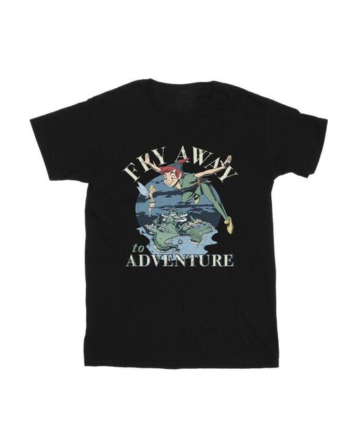 BoohooMAN Black Disney Peter Pan Fly Away To Adventure T-shirt for men
