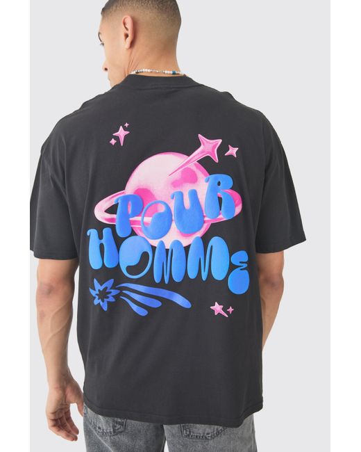 BoohooMAN Oversized Pour Homme Puff Print T-shirt in Blue für Herren