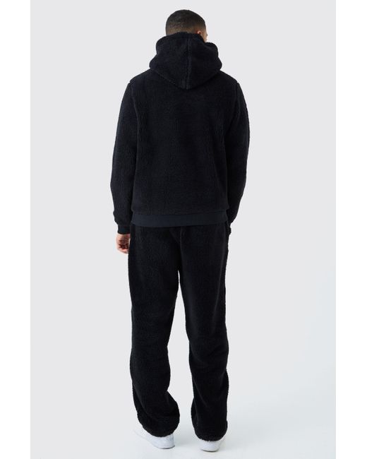 BoohooMAN Man Signature Borg Over The Head Hoodie in Black for Men Lyst UK