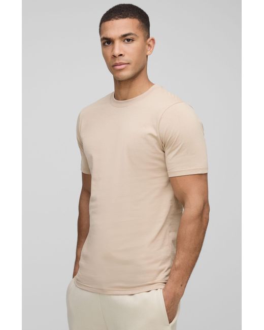 BoohooMAN Natural Basic Slim Crew Neck T-Shirt for men