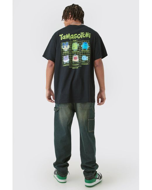 BoohooMAN Green Oversized Tamagotchi Gaming License T-shirt for men