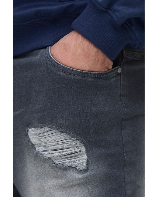 BoohooMAN Plus zerrissene Stretch Skinny-Jeans in Blue für Herren