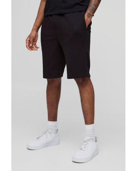Boohoo Black Tall Slim Fit Mid Length Basic Shorts