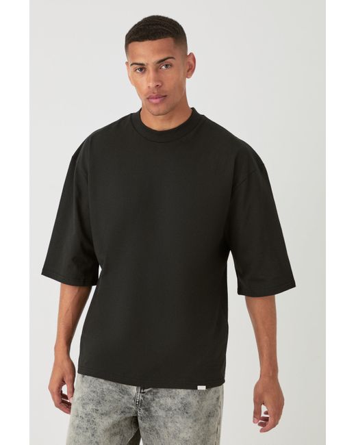 BoohooMAN Black Oversized Half Sleeve Heavyweight T-shirt for men