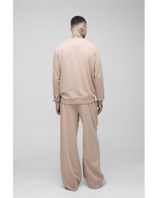 BoohooMAN Natural Tall 260Gsm Loopback Regular Fit Basic Sweat for men