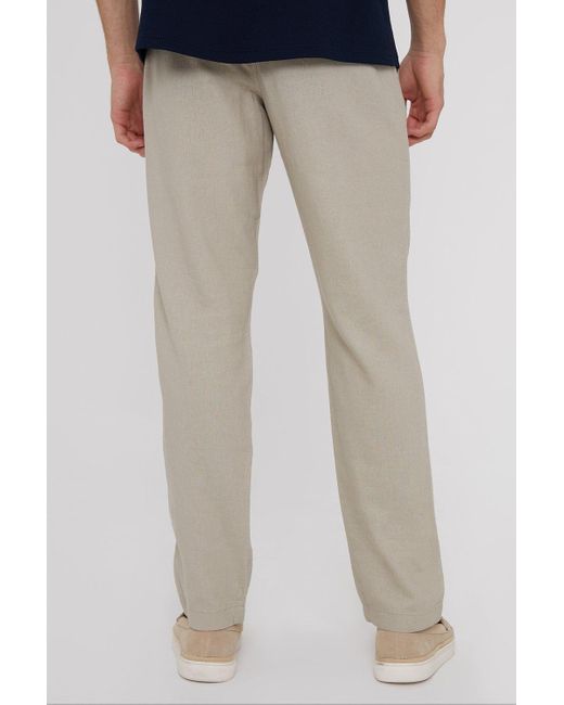 BoohooMAN Gray Threadbare 'fellow' Linen Blend Drawcord Trousers for men