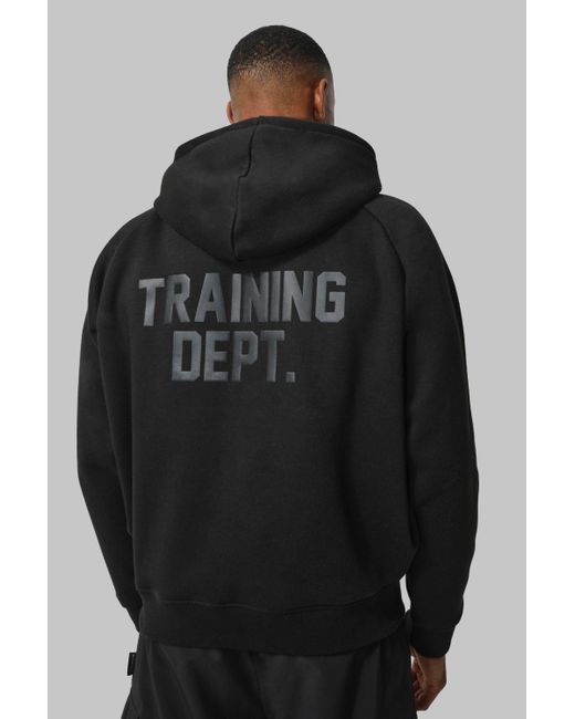 Sudadera Man Active Recta Con Capucha Y Estampado Training Dept BoohooMAN de hombre de color Black