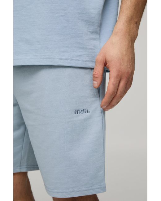 BoohooMAN Man Lockere mittellange Basic Shorts in Blue für Herren