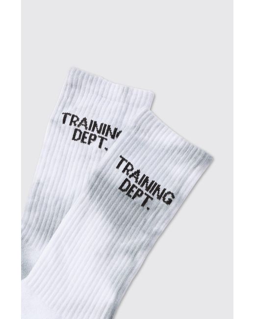 BoohooMAN Man Active Training Dept Tie-dye Crew Socks in White für Herren