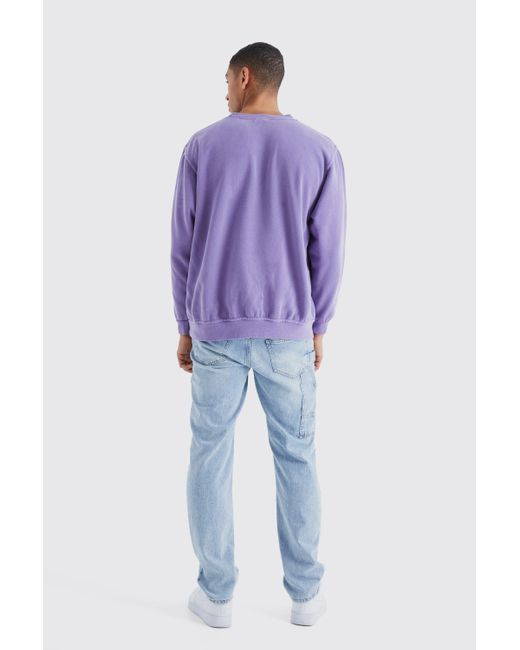 BoohooMAN Blue Oversized Fanta Grape Wash License Sweatshirt for men