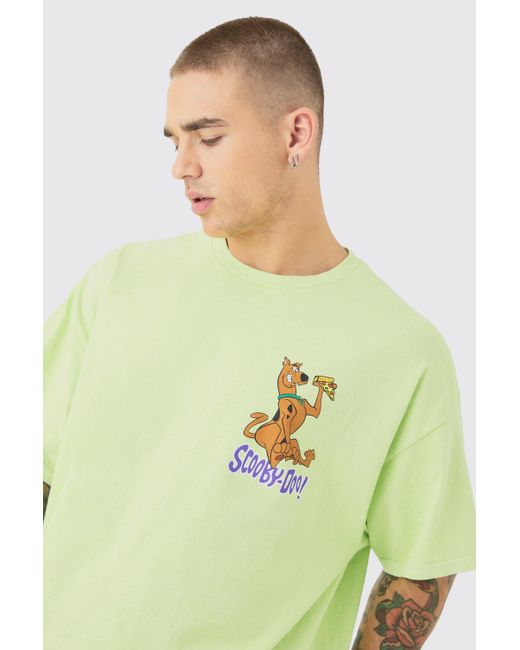 BoohooMAN Oversized Scooby Doo Wash License T-shirt in Green für Herren