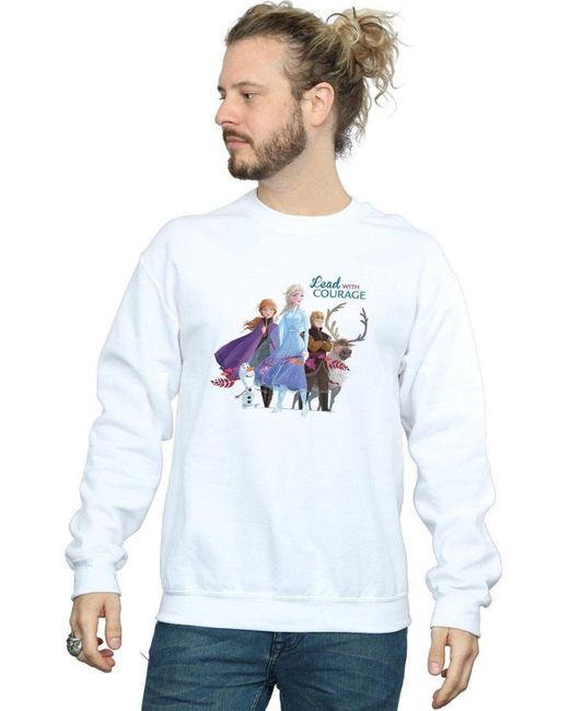BoohooMAN White Disney Frozen 2 Lead With Courage Sweatshirt for men