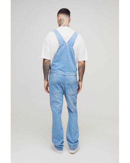 BoohooMAN Tall zerrissene Latzhose mit geradem Bein in Blue für Herren