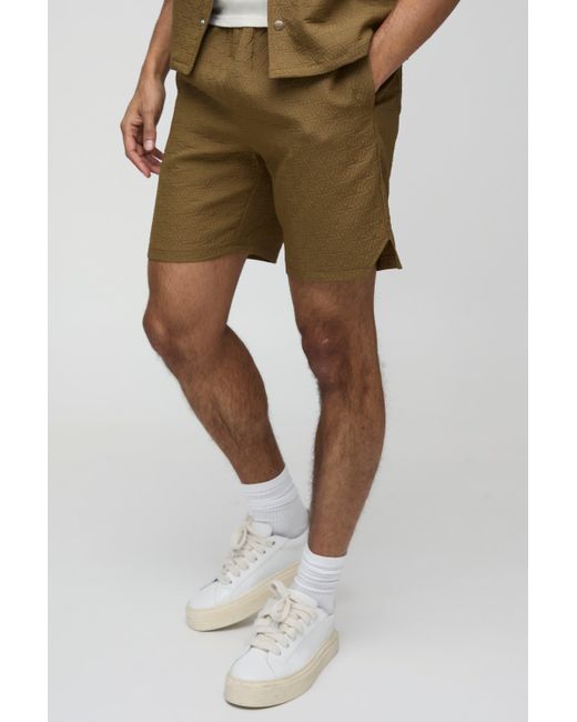 BoohooMAN Lockere gepolsterte Shorts mit abstraktem Print in Natural für Herren