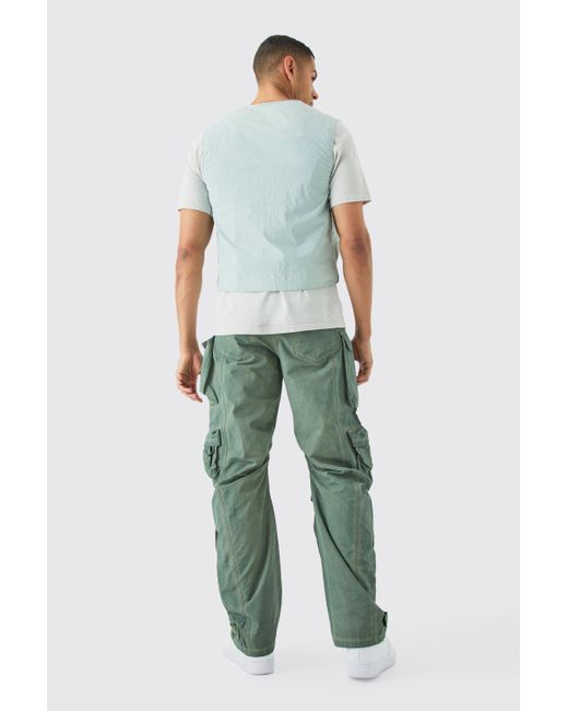 BoohooMAN Gray Parachute Multi Pocket Fixed Waist Trouser for men