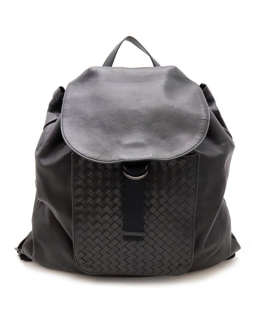 BoohooMAN Bottega Veneta Preloved Intrecciato Leather Backpack Unisex - Black for men