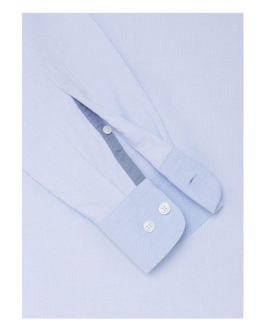 BoohooMAN Heritage Striped Oxford Shirt Long Sleeve Light Blue for men