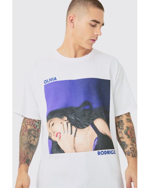 BoohooMAN Gray Oversized Olivia Rodrigo License T-shirt for men