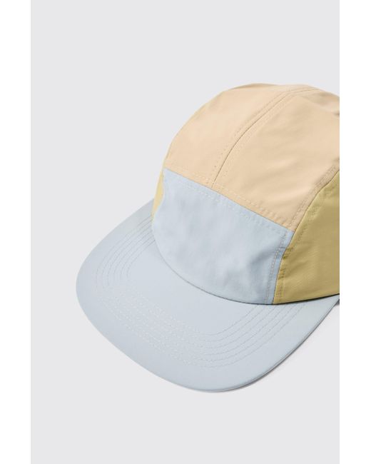 BoohooMAN Green Colour Block Woven Camper Hat In Light Grey for men
