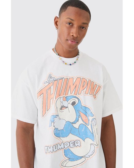 BoohooMAN White Oversized Disney Thumper License T-shirt for men