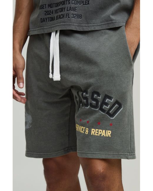 BoohooMAN Lockere mittellange Western Jersey-Shorts in Multicolor für Herren